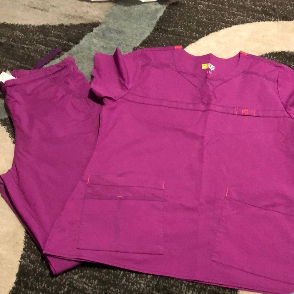 Purple Wonder Flex uniform scrub set, medium tall
